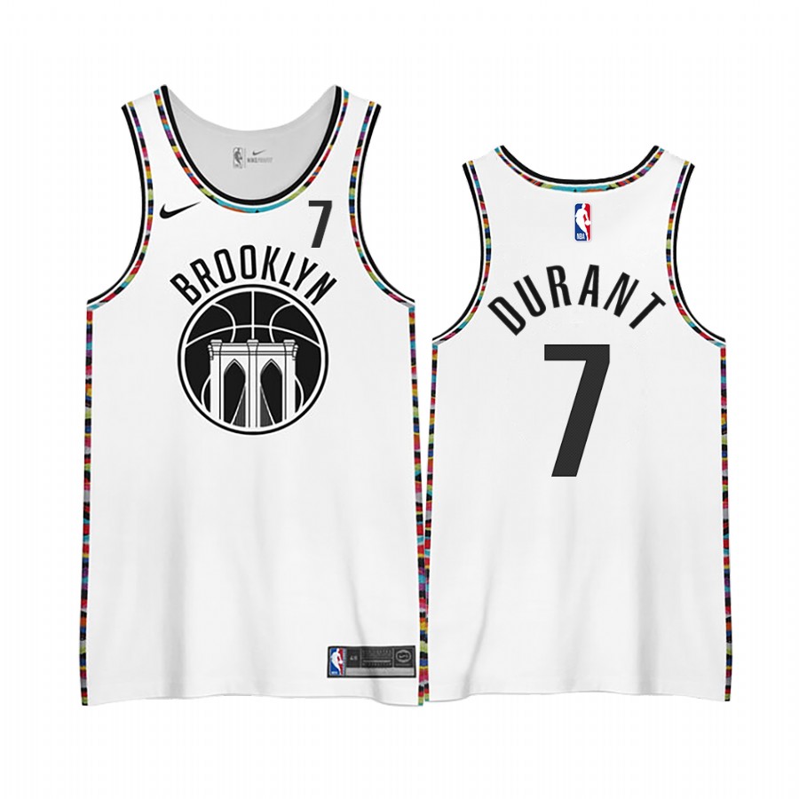 Men 2021 Men Brooklyn Nets #7 Durant White city edition Nike NBA Jerseys->nba t-shirts->Sports Accessory